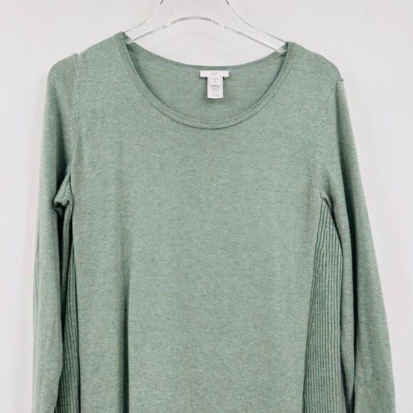 J. Jill Size Small Petite SP Sage Green Long Sleeve Ribbed Panel Tunic Top - Picture 2 of 7